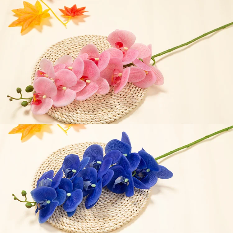 2022 New Design wedding decoration flowers artificial real touch PEVA plastic 9head butterfly orchid
