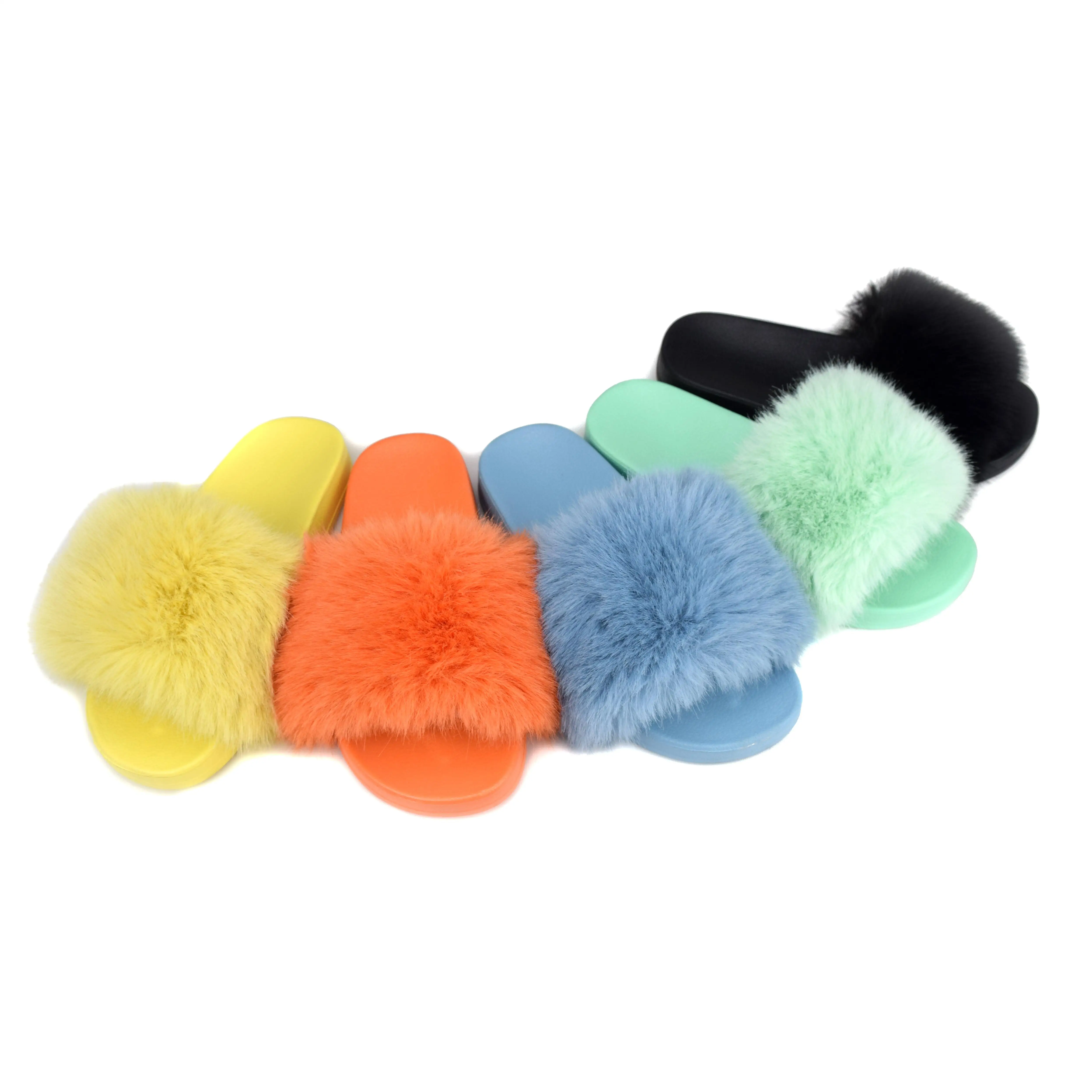 Baiyi Winter warm sheepskin slippers wholesale outdoor mink slippers indoor hair drag women