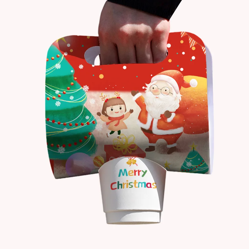 LOKYO 1 2 4 Cup carrier custom design cardboard to go disposable take away paper cups holder with handle