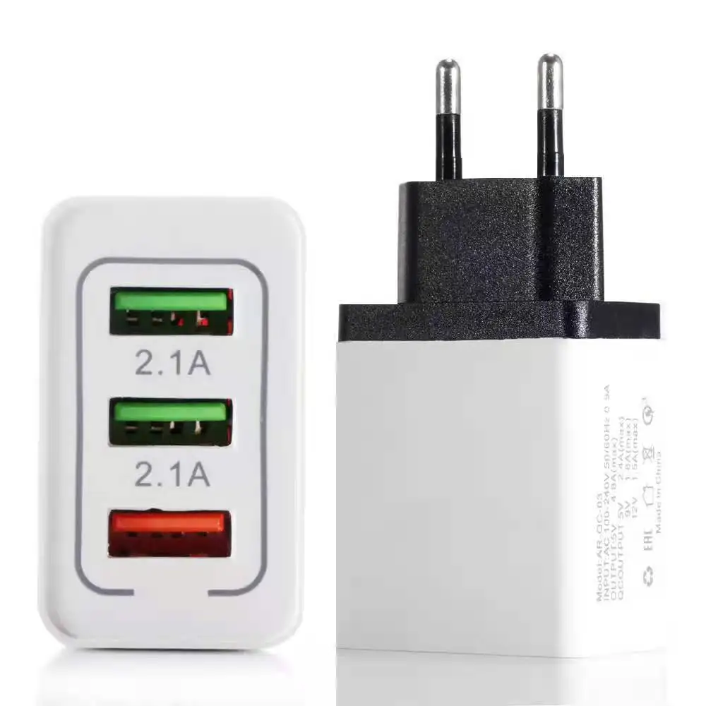 Wholesale EU 3USB 3 Ports QC3.0 Quick wall Charger Smart Adapter usb charger phone charger
