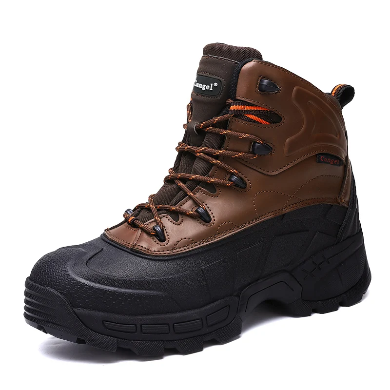 Steel Toe Army Leather Waterproof Boots Autumn Winter High Style Anti-piercing Protection Footwear Men Work Safety Shoes