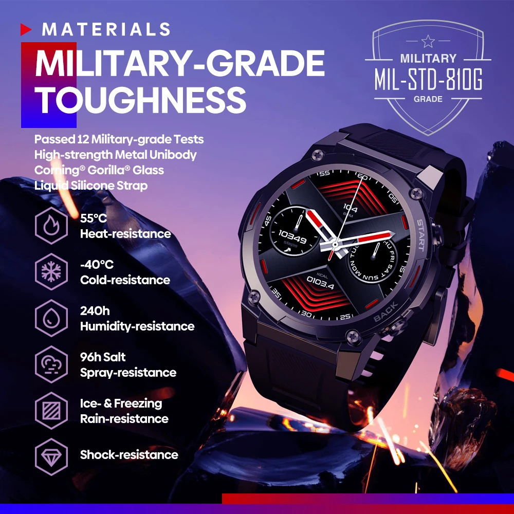 2023 Wholesale Zeblaze Vibe 7 Pro Voice Calling Smart Watch 1.43 Inch AMOLED Display 3ATM Waterproof Always-On Modes Smartwatch