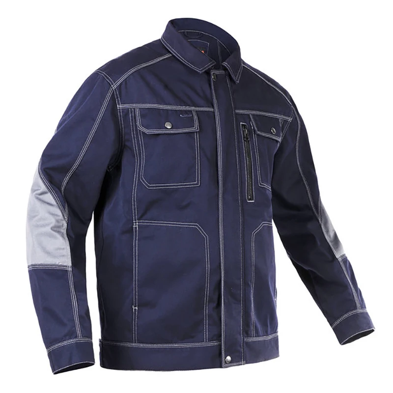Polycotton Work Jacket Workwear with Multiple Pockets Long Sleeved Working Clothes Work Uniform for Men Mechanic