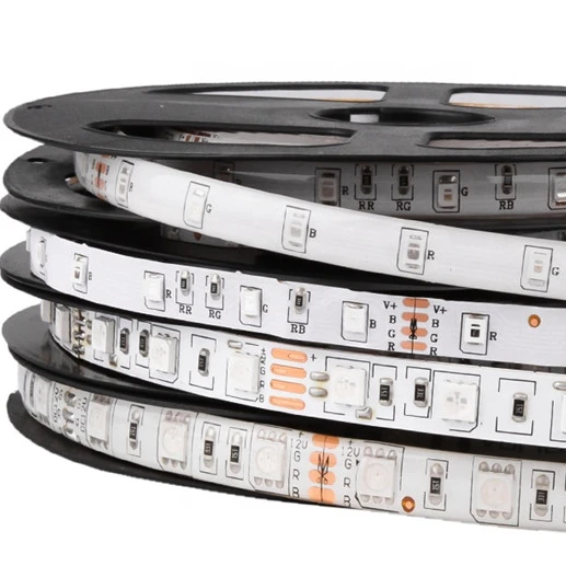 
Factory wholesale price SMD5050 5m roll DC12V DC24V 60leds/m rgb indoor flexible led light strip 