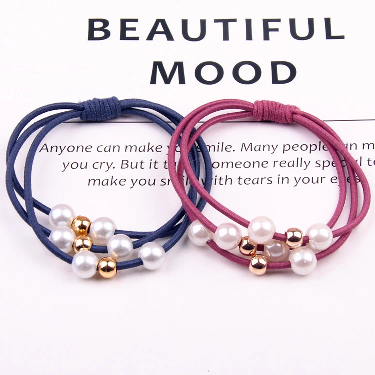 Wholesale Girls Korean version pearl hair ring  rubber band hair rope new knotted head rope for women