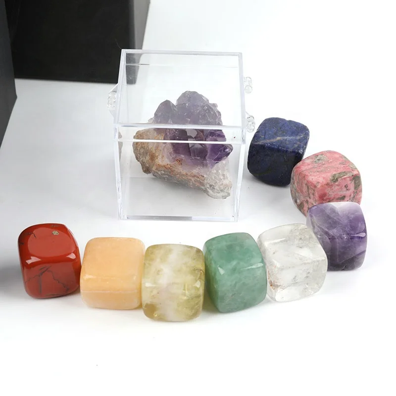 Wholesale custom reiki crystal healing kit with 7 chakra stone collection boxes