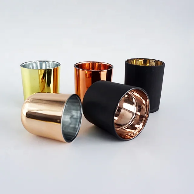 hot sale 6oz 8oz  gold rose gold silver glass candle holders votive candle jars wholesale