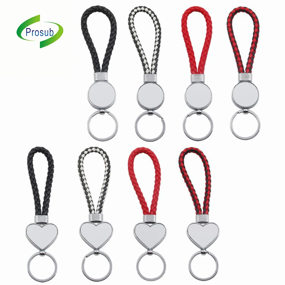 Prosub Sublimation PU Rope Keychain Key Ring Custom Blank Sublimation Car Key Chain