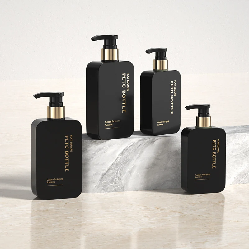 200ml 300ml Body Lotion Body Wash Shampoo Empty Plastic Cosmetic Bottles Square PETG Bottle With Pump face cream bottle