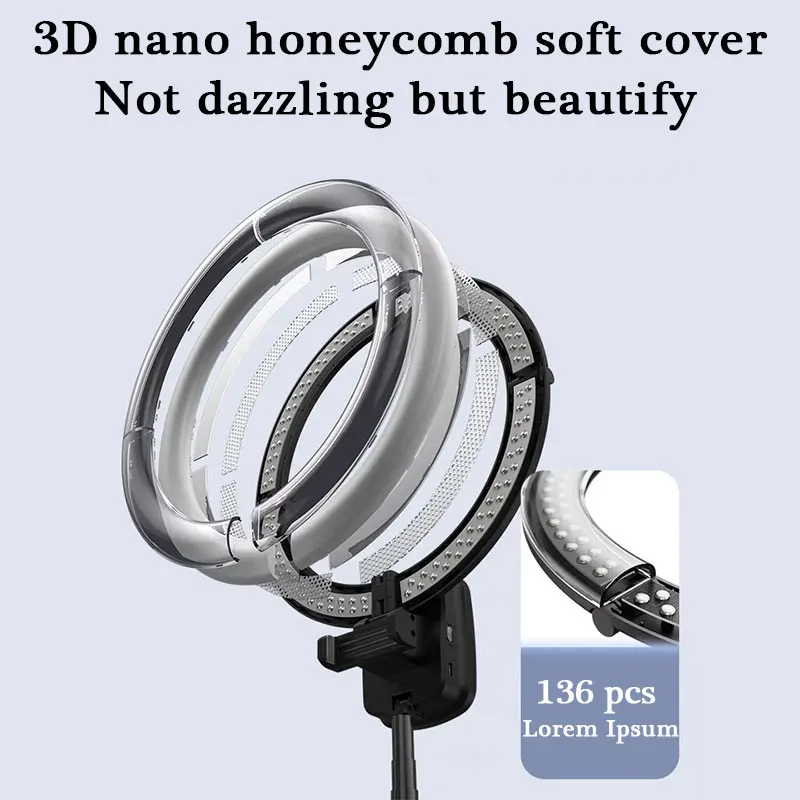 Portable Outdoor Integrated Free Charging Camera Selfie Studio Fill Lamp Foldable Dimming Tripod Stand LED Ring Light