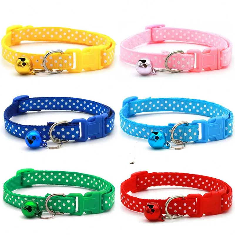 Amazon Hot Sell Durable Cute Buckle Adjustable Custom Luxury Cat Pet Collar With Colorful Bell