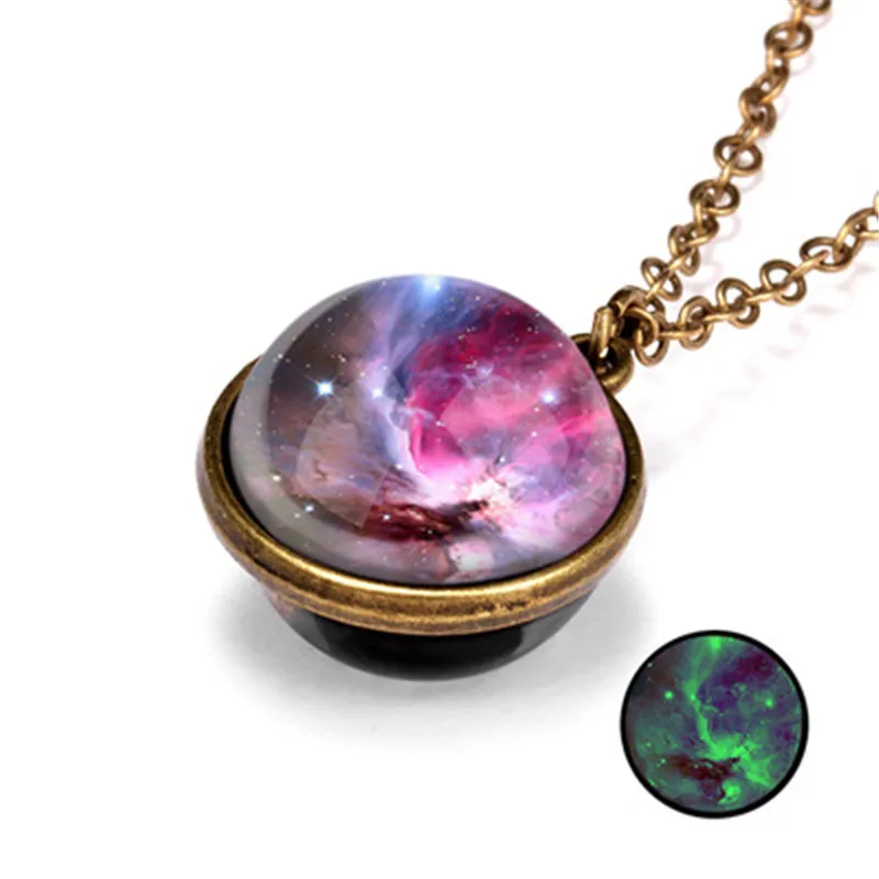 2019 New Nebula Galaxy Double Sided Pendant Necklace Universe Planet Jewelry Glass Art Picture Handmade Necklace R0776