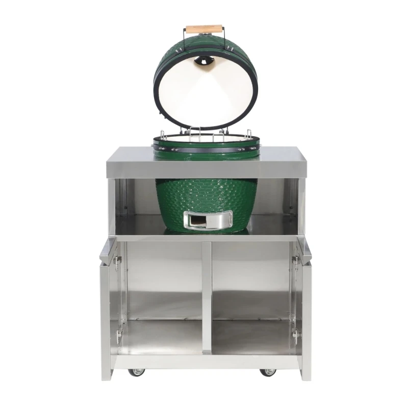 18 inches Kamado BBQ Cabinet Egg Green Charcoal Barbecue outdoor kitchen ceramic kamado grill With Stainless Steel 304 Cabinet