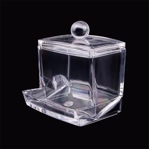 Clear Acrylic Cotton Swabs Organizer Box Cosmetic Q-tip Storage Holder Makeup Storage Box Portable Cotton Pads Container