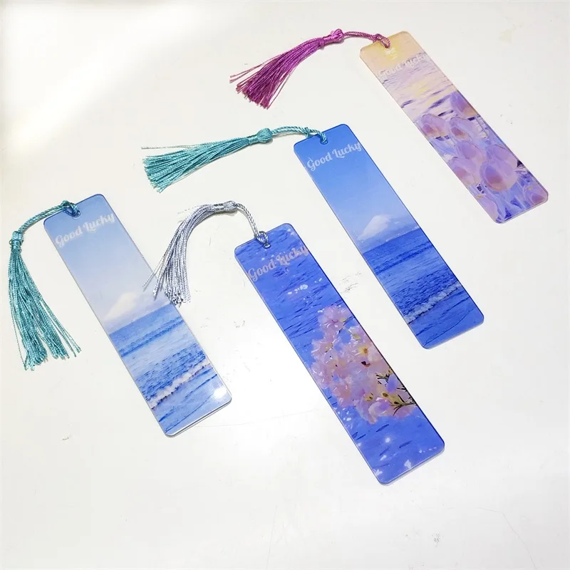 Custom Bookmarks For acrylic crafts Books Die Casting crystal Plated Blank book marks sublimation Bookmark With Logo tassel