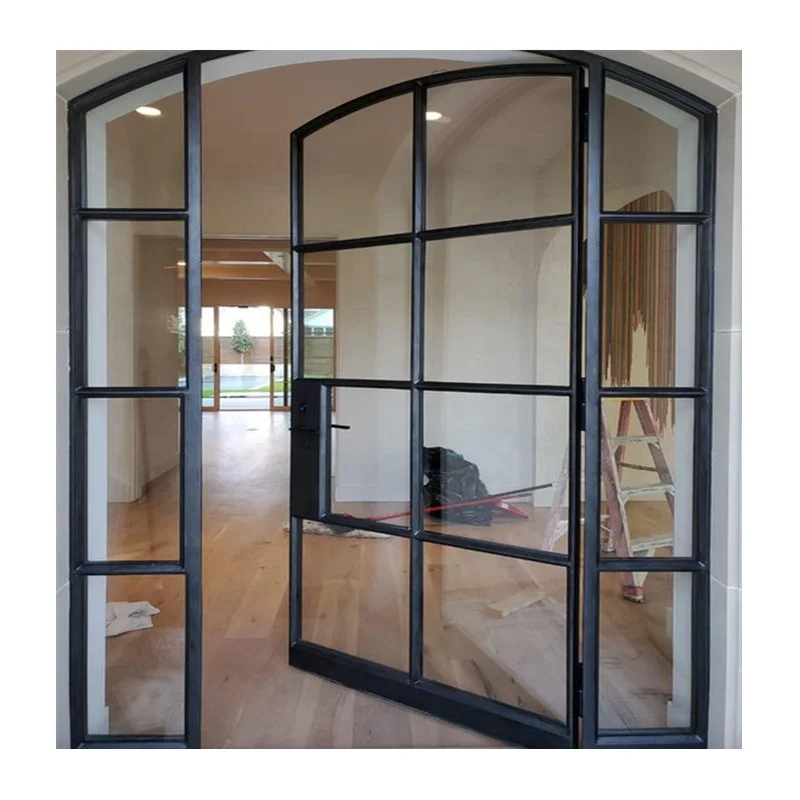 Custom Made Wrought Iron Doors Exterior French Safety Glass Steel Door