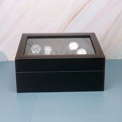 Wholesale Watch Winder 4 Automatic Luxury Black Carbon Fiber Leather Safe 4 Watch Winder Jewelry Box