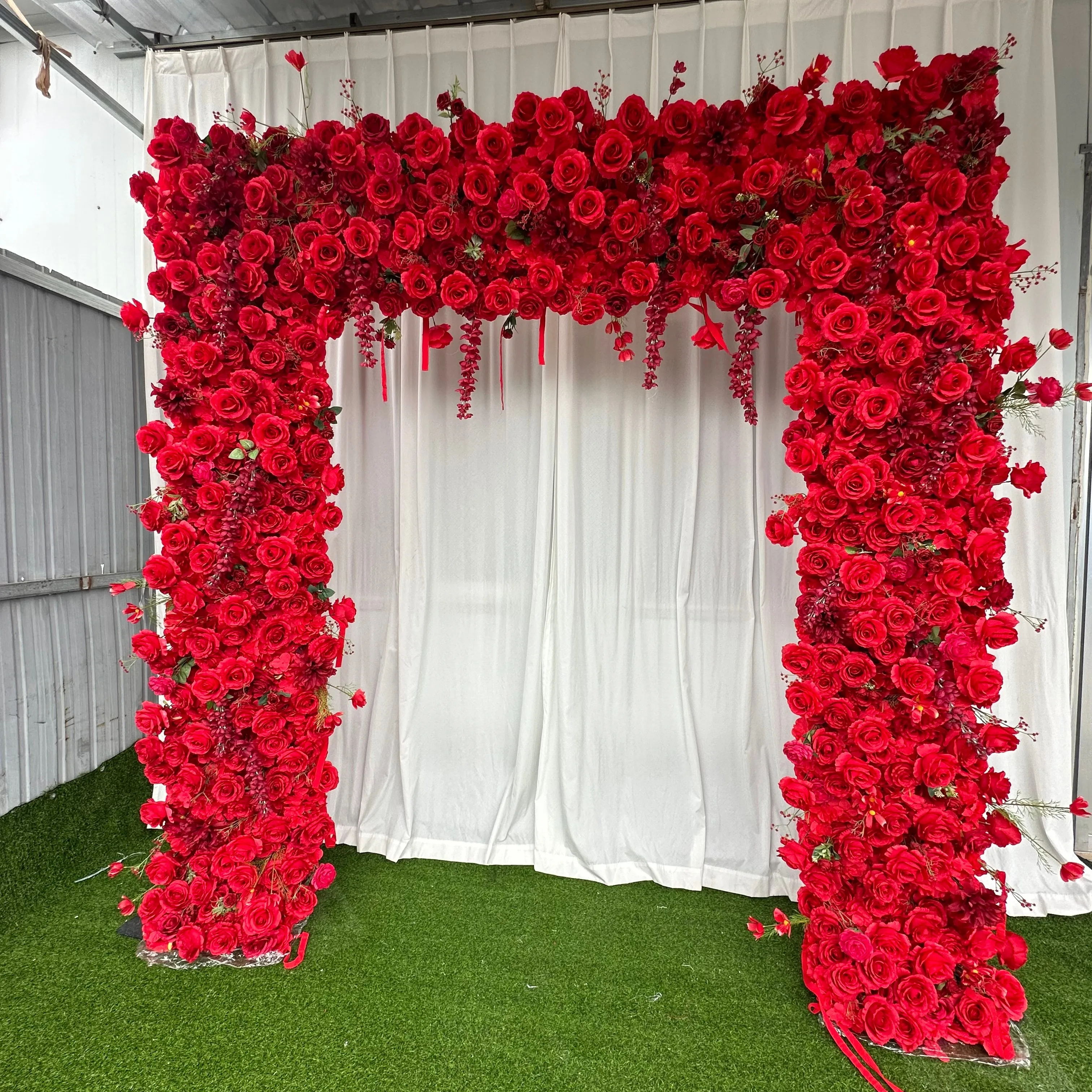 Y-SFA014 Whosale square flower arch for wedding silk white flower arch decoration full rose flower arrangement arch