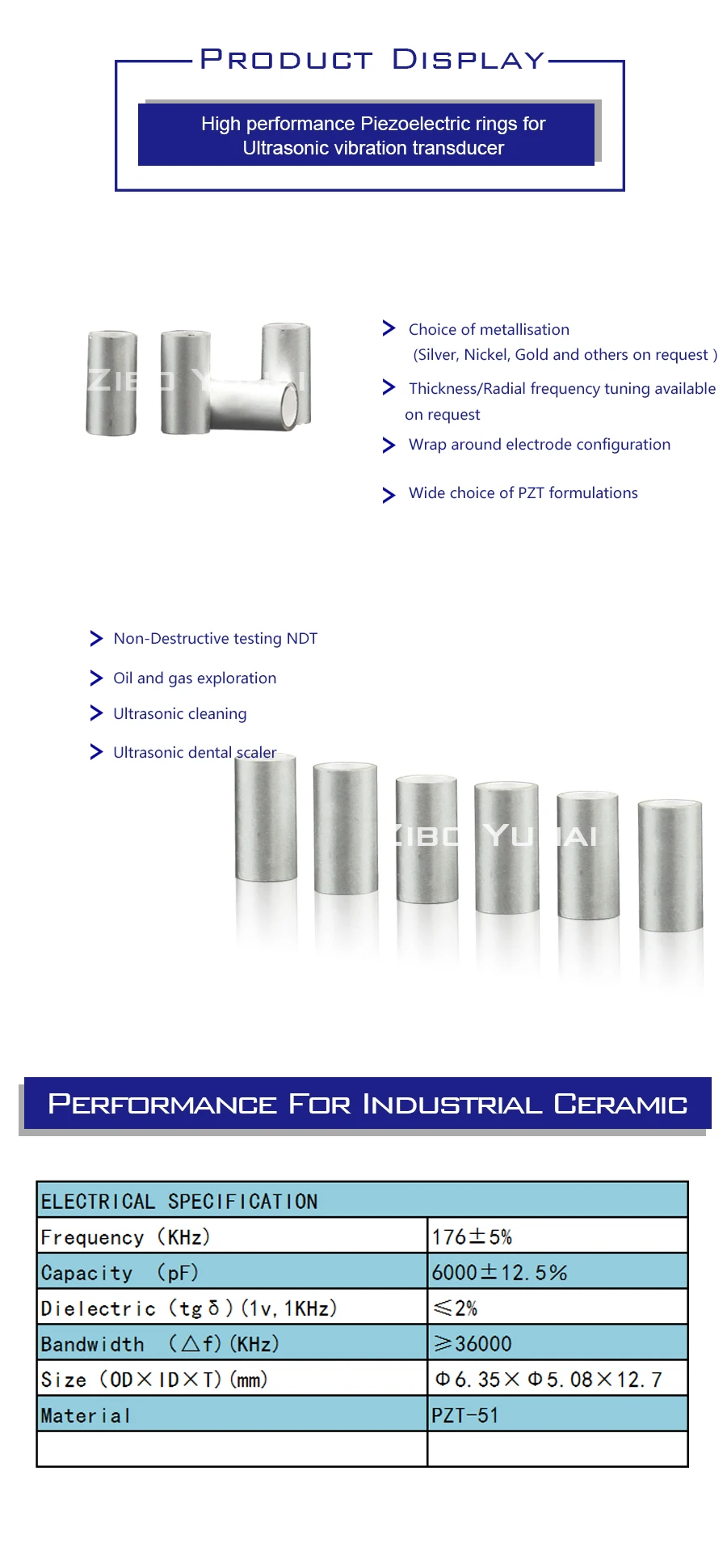 Piezoelectric Ceramics Tube Ultrasonic miniature pzt5 piezo tube for fish tracking