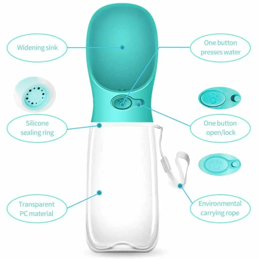 Диспенсер-фонтанчик для домашних животных, пластиковая дорожная бутылка для питьевой воды, маленькая миска для кошек, собак и еды