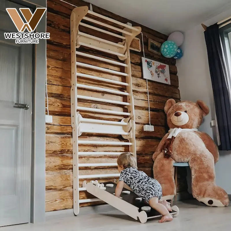 Montessori Wall Climbing Frame Wooden Ladders Toys Climb Game Indoor Climbing Arch And Ramp Frame For Children Playground