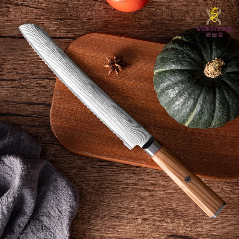 9 Inch Japanese Chef Knife Pakka Wood Handle Germany Stainless Steel 56HRC Sharpness FBA Kitchen Carbon Steel for Bread Cutting