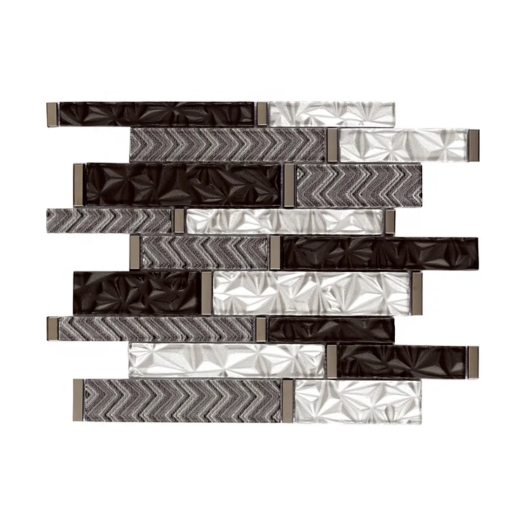 Interlocking Style Silk-Laminated Bathroom Backsplash Wall Decorative Mosaic Tile