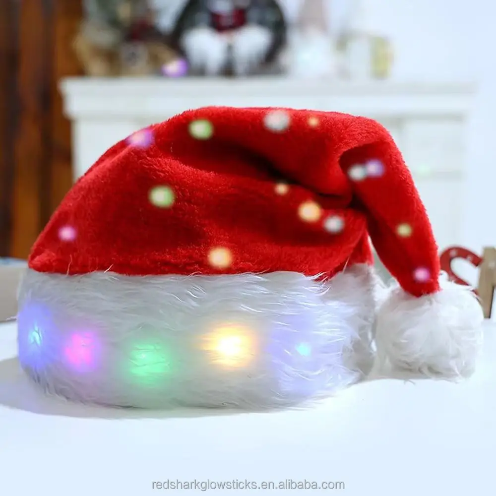 World Trend LED Glowing Santa Hat Christmas Decoration Plush Supplies Party Set New Christmas