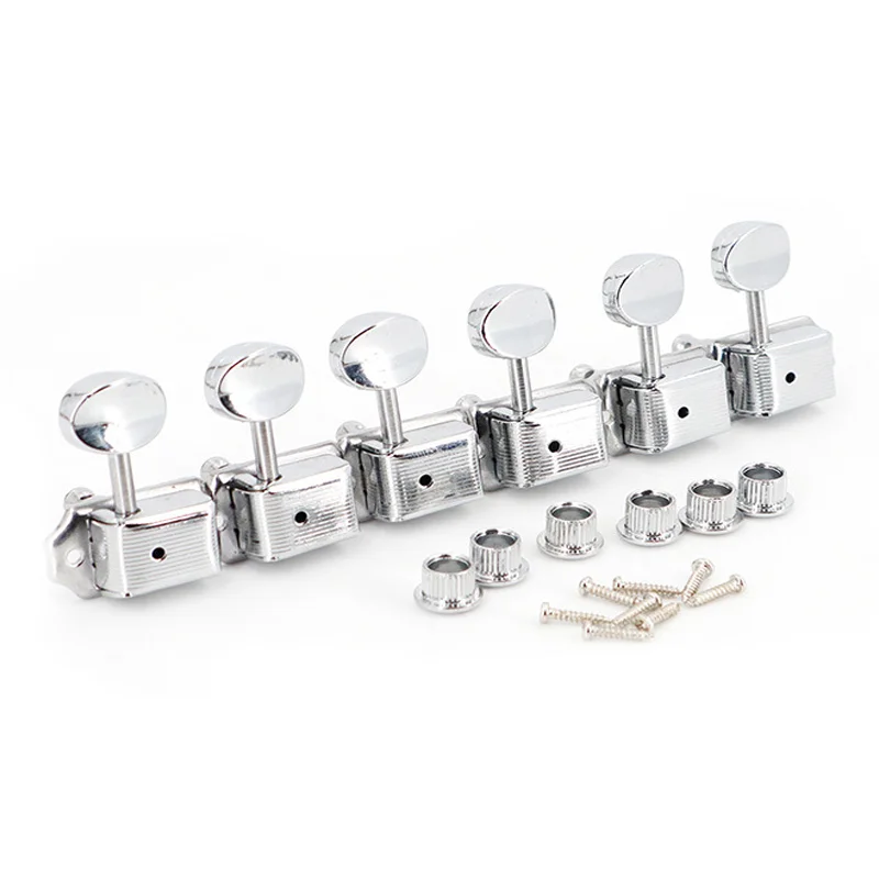 Set of 6 Vintage Style Tuner Machine Heads Electric Guitar Tuning Pegs with Round Button