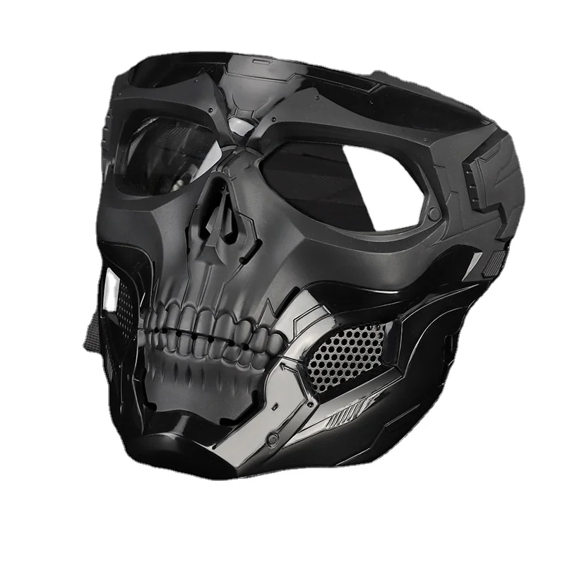 skeleton half full motorcycle tactical gear protective face paintball helmet mask