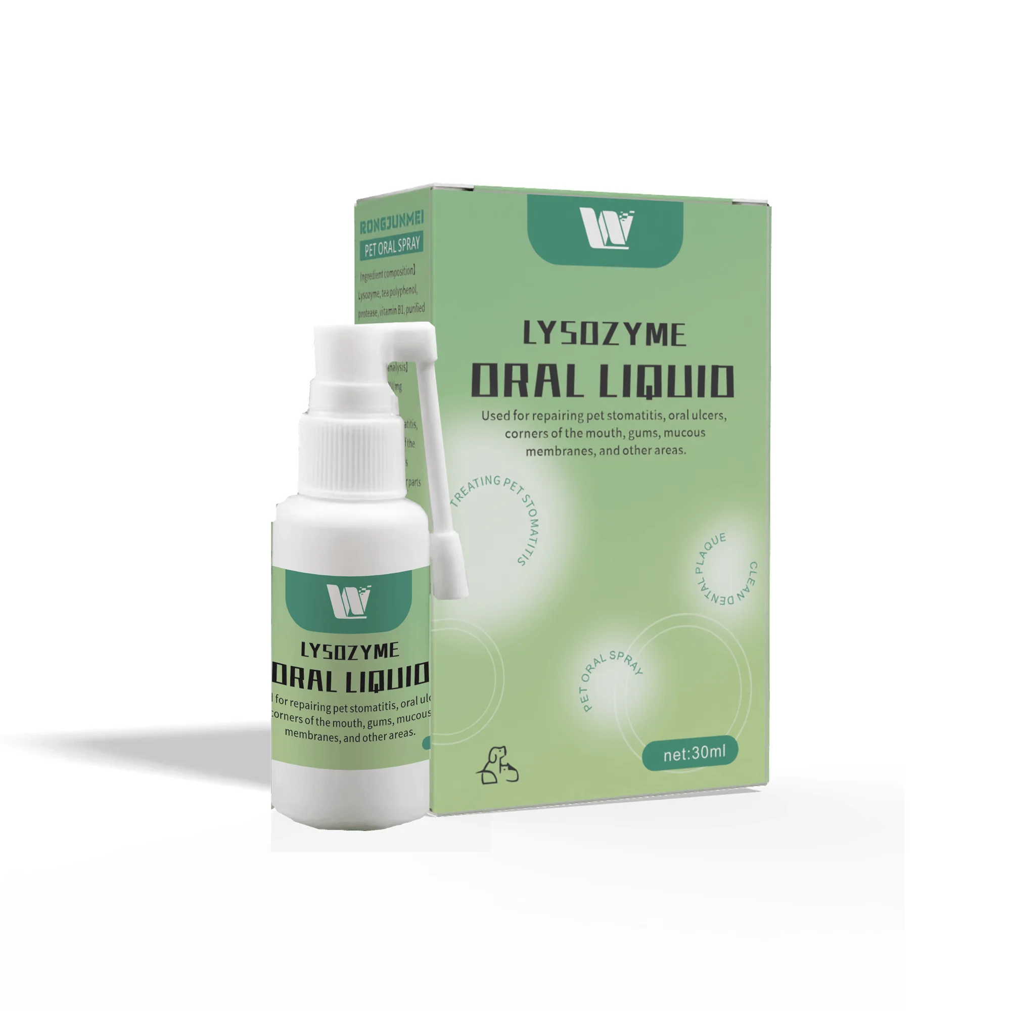 Odor Eliminator Containing Lysozyme 100ml Pet Mouth Spray to Remove Bad Breath Gum Freshener Dog Cleaner