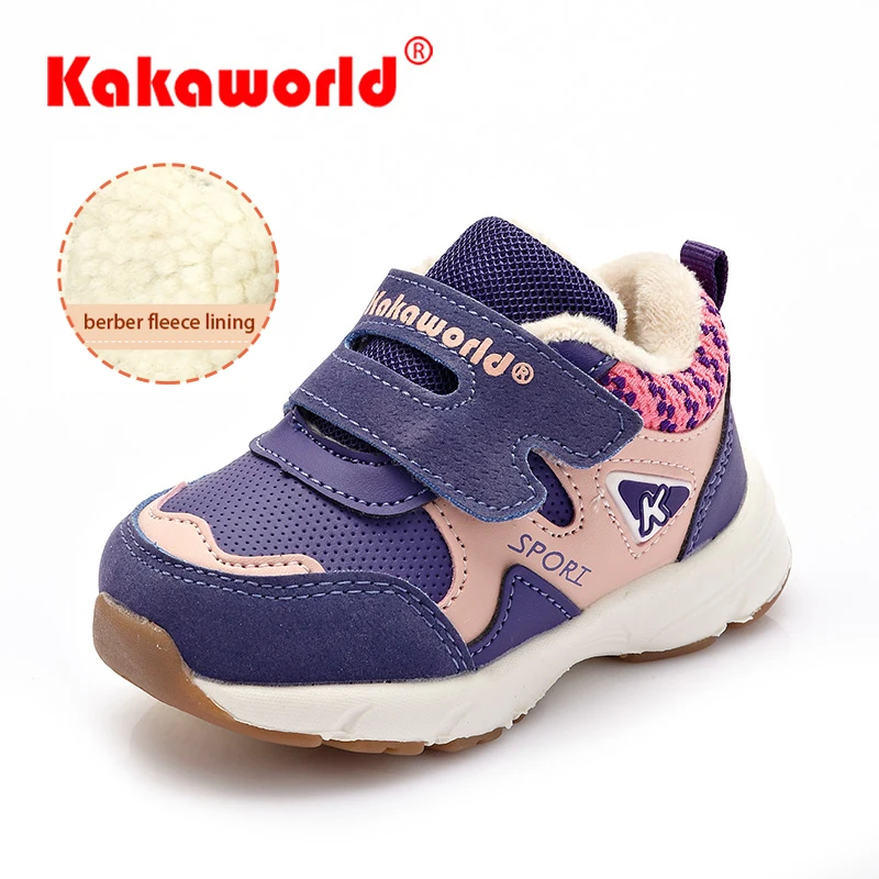 
Popular Colorful Kids Sneakers Winter Warm Kids Sports Shoes Girls Shoes Boys Shoes Berber Fleece Lining 