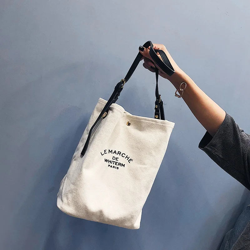 Designer Tote Bag Canvas With Pockets Zipper High Quality Custom Logo Cotton Canvas Tote Shoulder Bags With Leather Handles