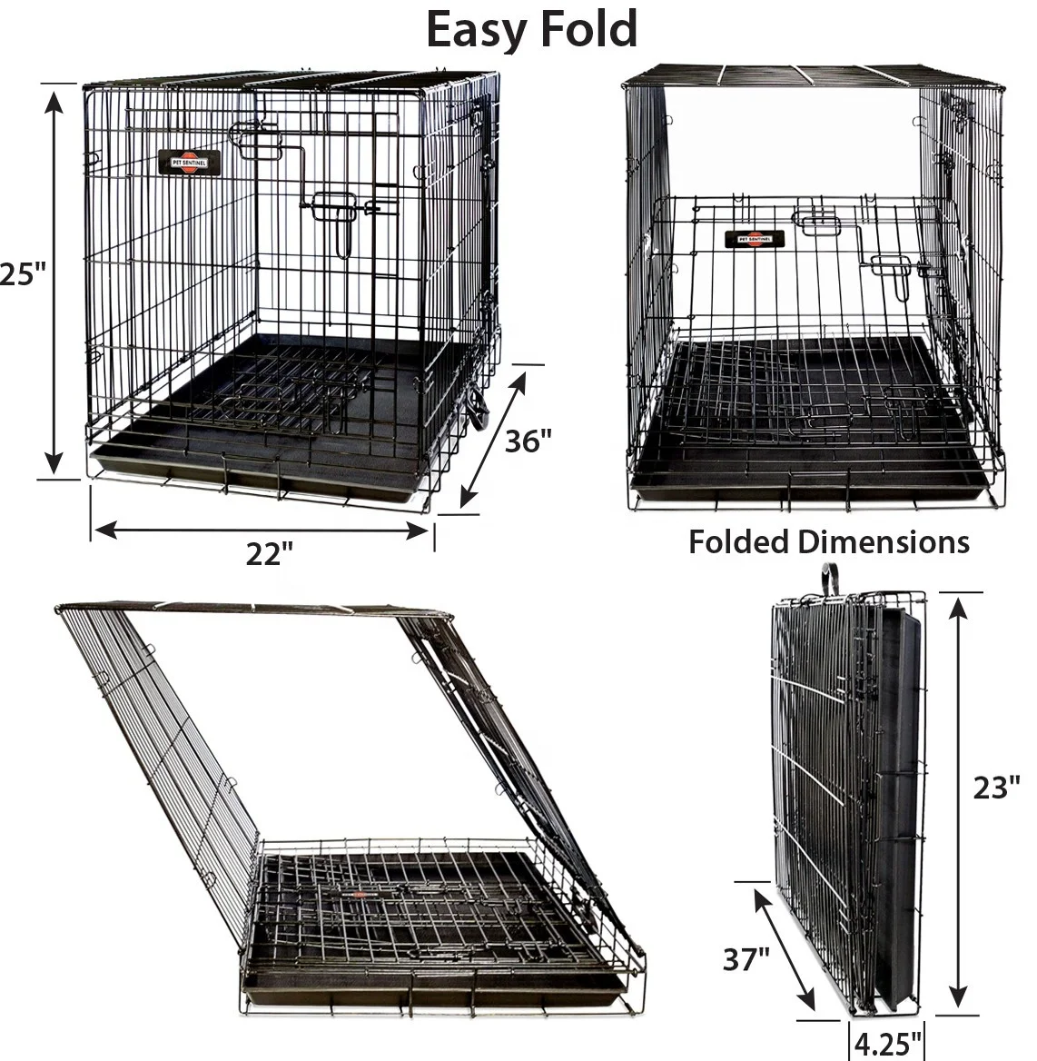 Hot Sale Strong Folding Metal Wire Home Floor Dog Cage Durable Metal Collapsible Pet Animal Cages For Dog With Handle And Lock