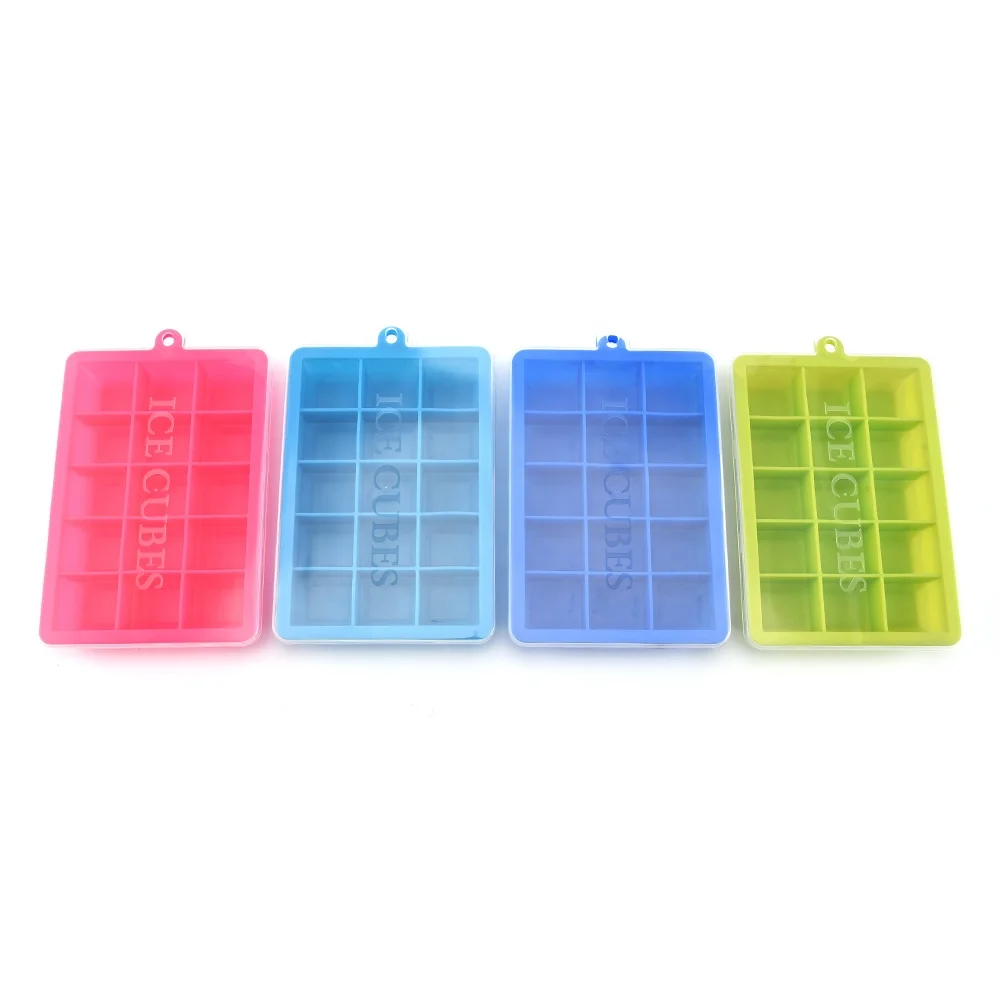 
High quality low MOQ silicone ice cube tray with plastic lid ice mold ice tube 