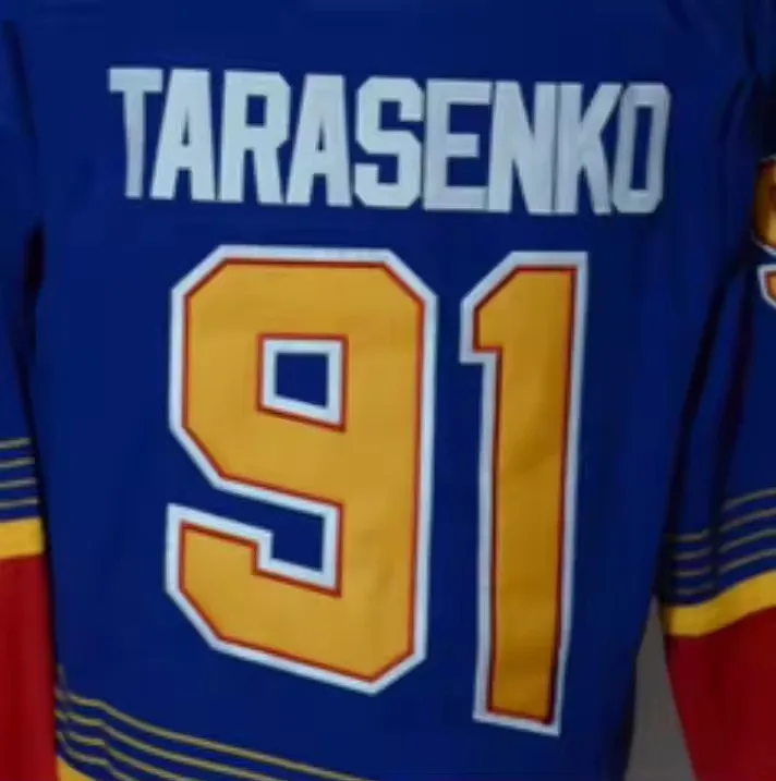 Лучшее качество St. Louis Vladimir Tarasenko сшитая хоккейная Майка