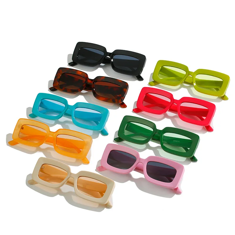 Small Square Transparent Sunglasses Retro Macaron Candy Jelly Women High Quality Sun Glasses Colored Rectangle Sunglasses