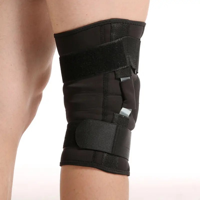 Neoprene Adjustable Sports Knee Support Rom Knee Joint Brace Hinge Medical Knee Brace with Side Stabilizers