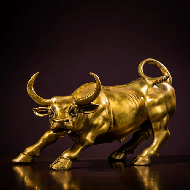 High quality solid brass metal hard working bull display craft ornaments,office desk table Decoration