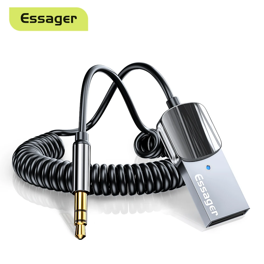 Адаптер Essager BT5.0 автомобильный беспроводной адаптер USB для 3 5 мм гарнитуры синий