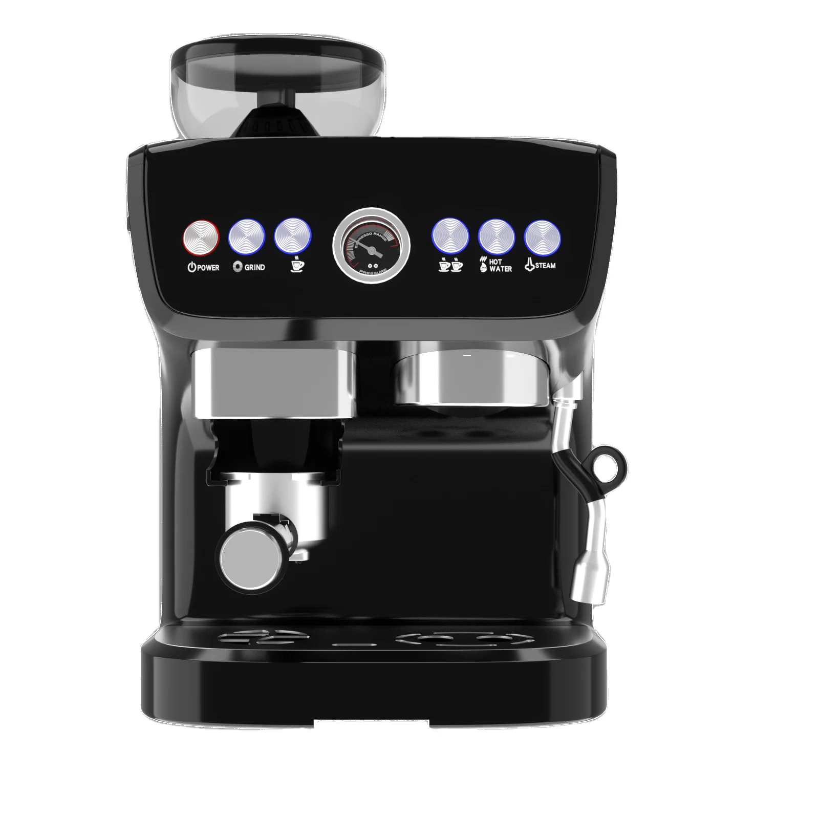 15 bar pump pressure coffee machine milk frother 2 liters water tank cappuccino automatic espresso coffee maker with grinder