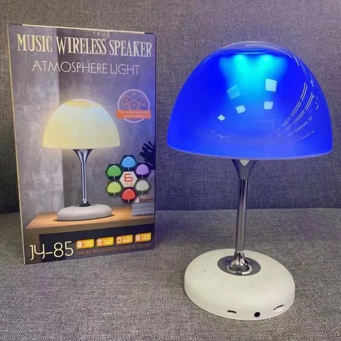 2022 new 6 color flash bedside handsfree wireless music desk table led lamp speaker with FM