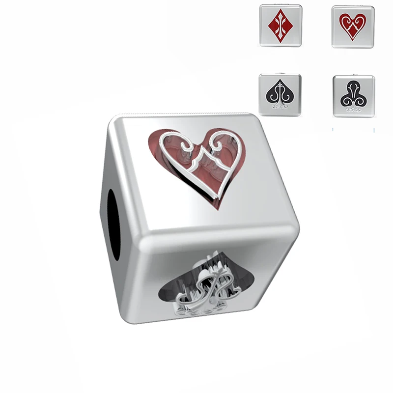 Fit Original Brand Bracelet 925 Sterling Silver Magic Poker Dice Game Bead Charm For Women Jewelry Making Gift 2023