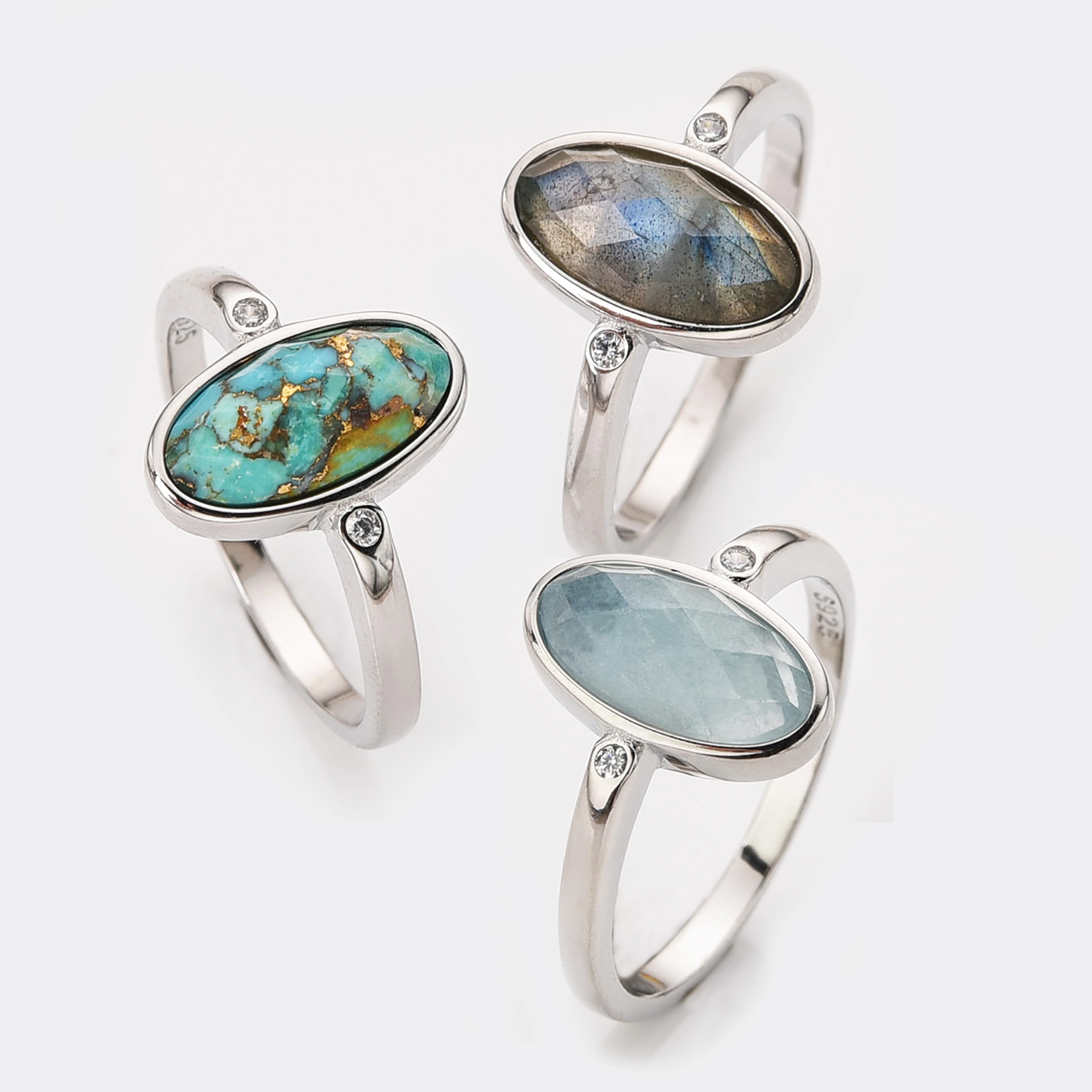 925 sterling silver oval cut women hypoallergenic gemstone ring wholesale price sterling silver vintage rings