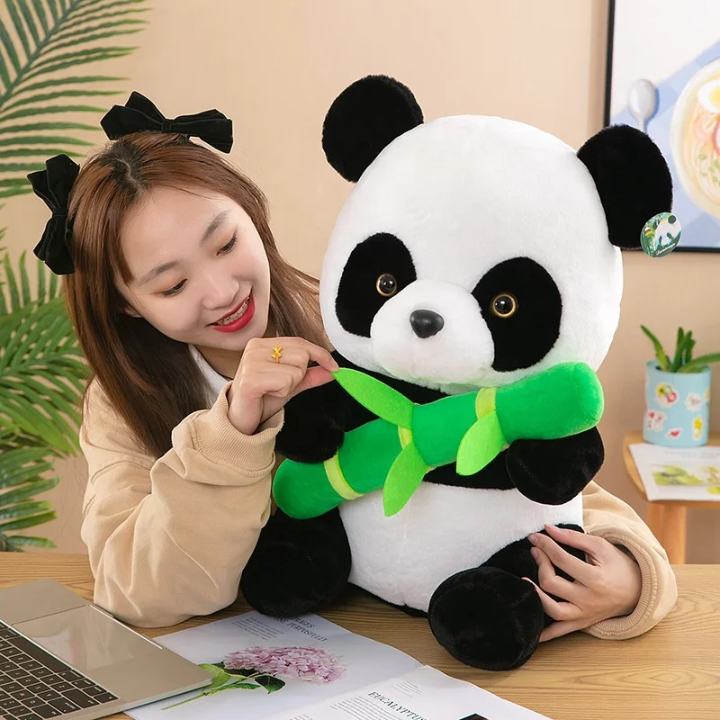 JM Hug Bamboo Fat Panda Soft Toy Child Gifts Bedtime Dolls Cute Plush Zoo Animals Panda Stuffed Animal Toys