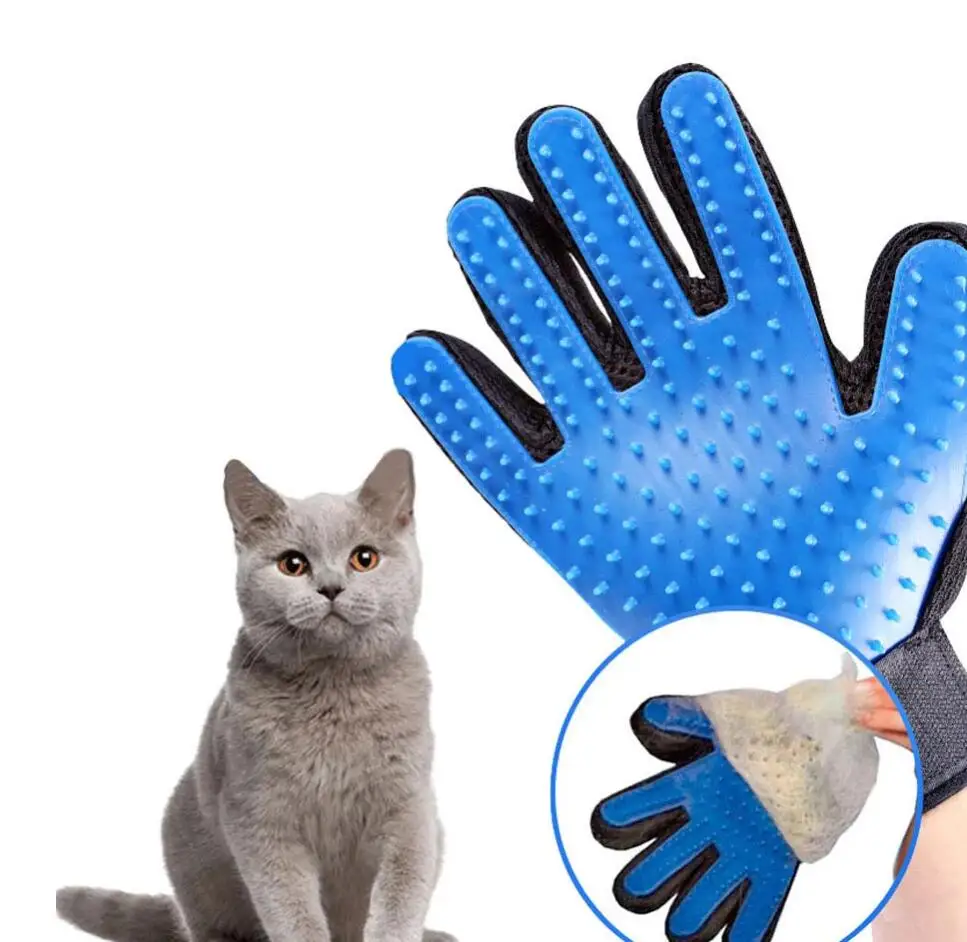 Pet Grooming Gloves Hair Remover Mitt Gentle Deshedding Brush and Massage Tool for Dog Cat Horses