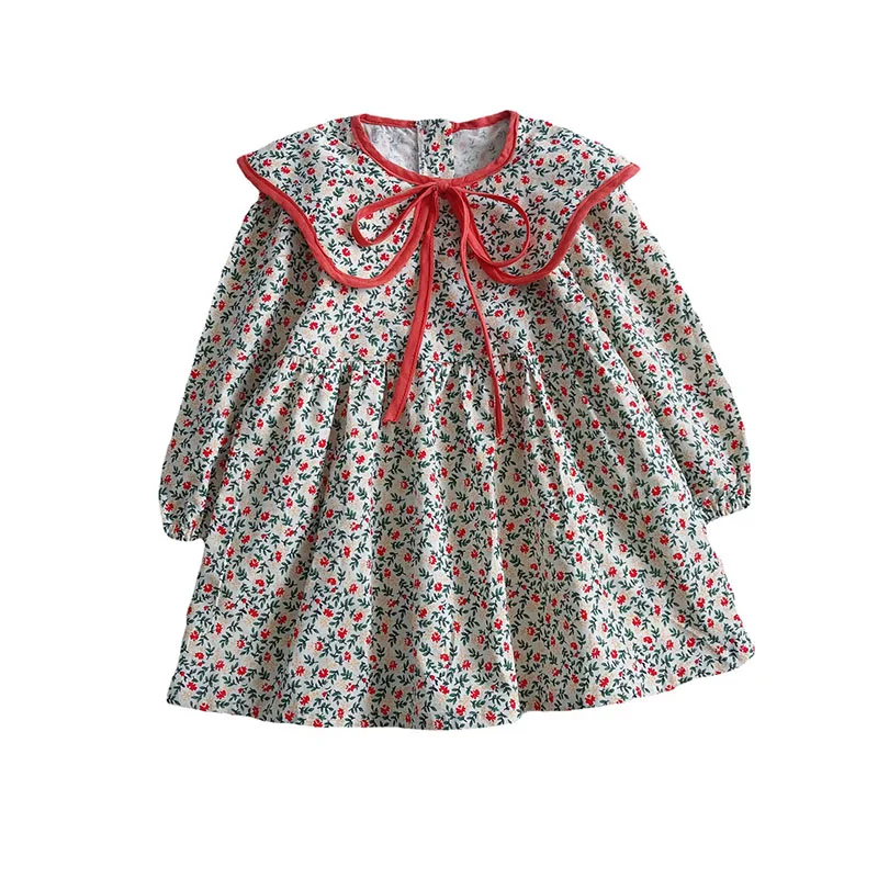 Bear Leader Baby Girls Clothes 2022 New Fashion Korean Style Flower Print Dresses Toddler Kids Christmas Clothing Princess Dress