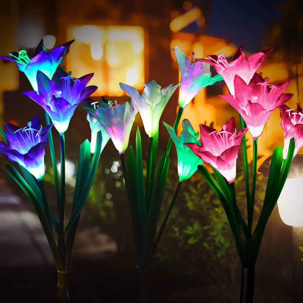 
Beautiful Color Changing Led lily Flower solar outdoor light landscape Stake light solar garden lights 