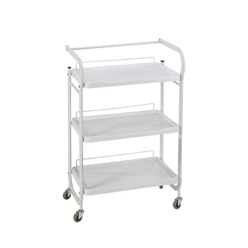 China manufacturer hairdressing plastic platform drawer off white trolley cart