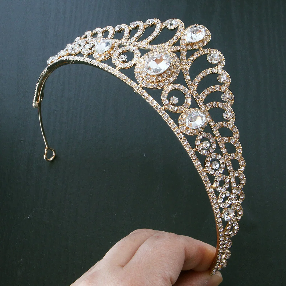 New Style Simple Alloy Rhinestone Diamond Tiara From Wedding Crown Birthday Tiara Princess Pageant Party Coronas